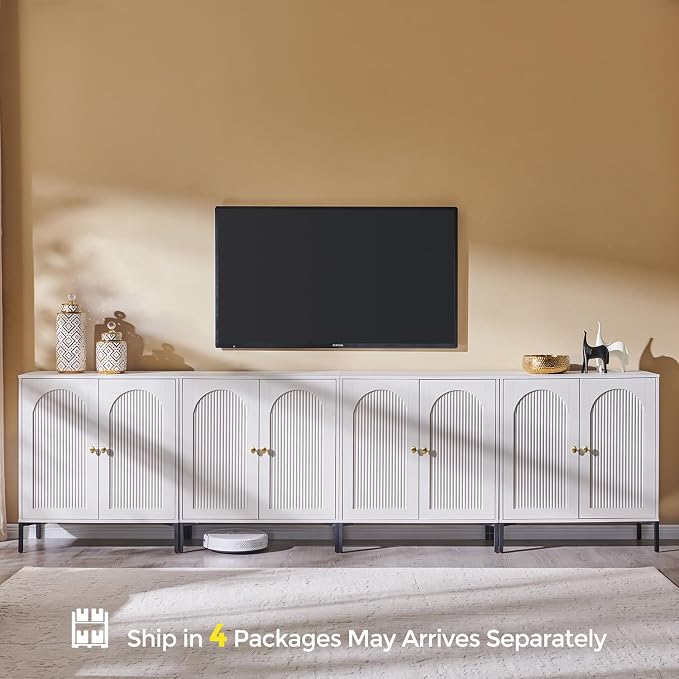 IFBUY Modern Sideboard Buffet Cabinet, 123.5" W Fluted Arched Buffet Cabinet - Image 8