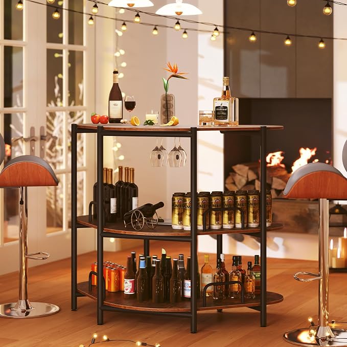 Giantex 3-Tier Bar Table, Corner Bar Cabinet, Liquor Home Bar Unit - Image 2