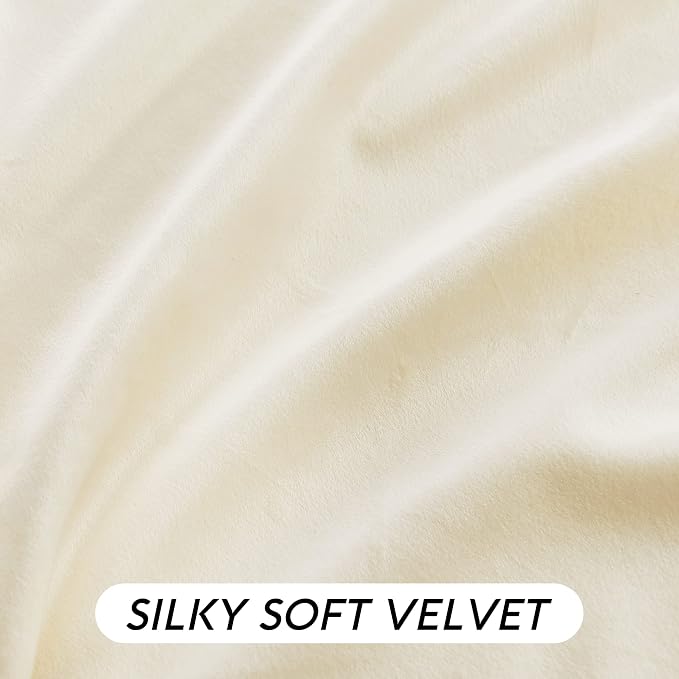 RYB HOME Ivory White Velvet Curtains 102 inches - Image 3