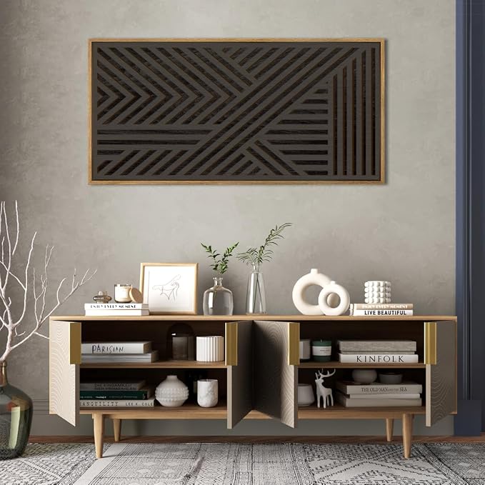 IARTTOP Extra Large Wood Black Wall Art 20x40 Inch Framed Abstract Geometric - Image 6