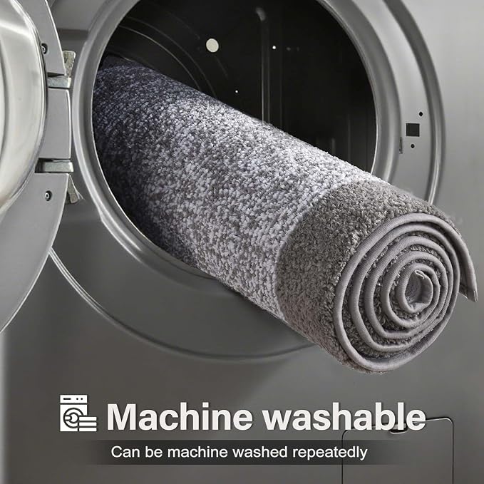 60x24 Long Bathroom Rugs Washable Non Slip, Light Grey Bath Mat - Image 9