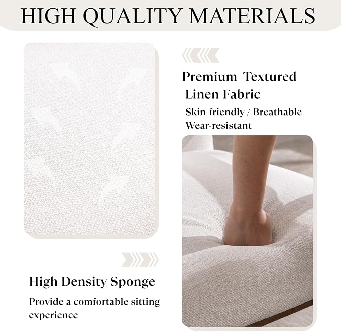 BESTANO Mid Century Modern Accent Chair Set of 2, Linen Upholstered Living Room - Image 5
