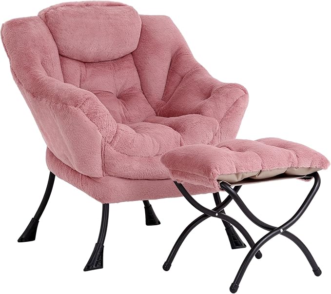 Lazy Chair with Ottoman, Modern Accent Chair Contemporary Sofa Chair with by SESHINELL