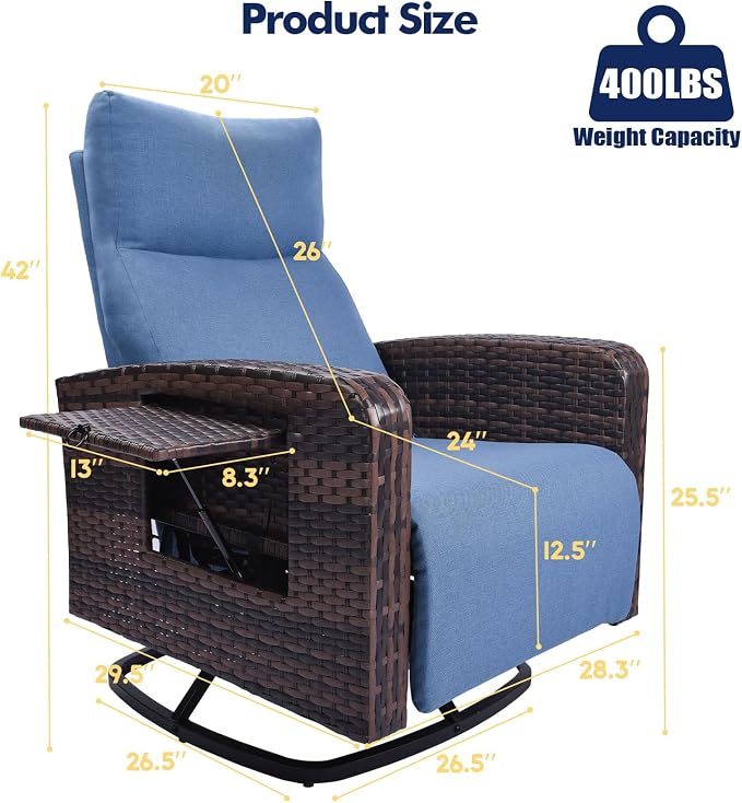 ZZW Outdoor Recliner Chair Set of 2, Wicker Patio Recliners - Image 2