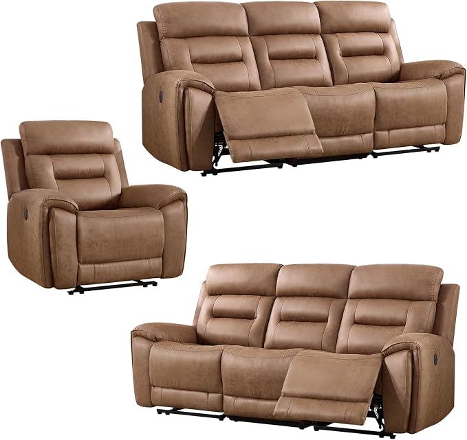 ANJ 3-Piece Faux Leather Power Recliner Sofa Set - Image 8