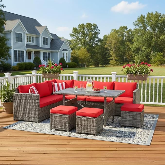 Tangkula 7 Pieces Patio Furniture Set, Outdoor Sectional Rattan Sofa Set - Image 3