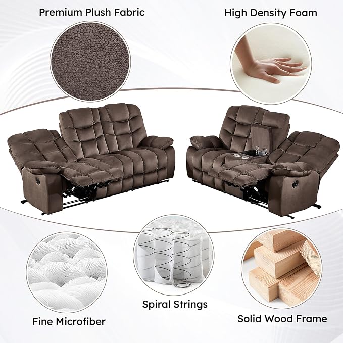HAOMARKETS Manual Reclining Loveseat Sofa - Image 7