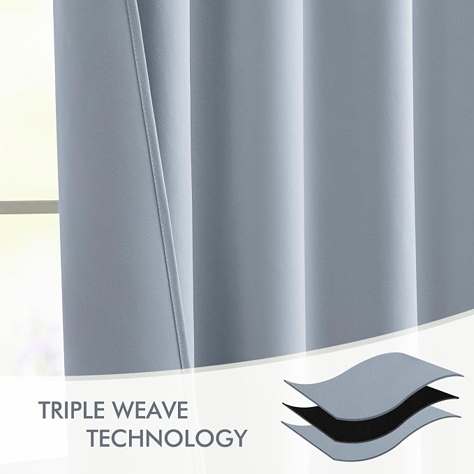 MIULEE Light Blue Back Tab Blackout Curtains 108 Inch Long 2 Panels Set - Image 7