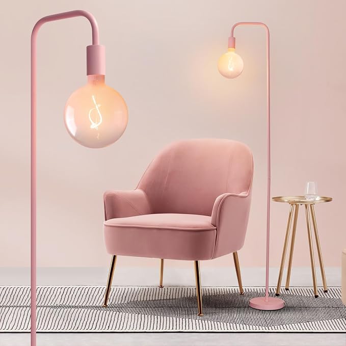 ONEWISH Pink Floor Lamp for Bedroom, Cute Standing Lamp by onewish