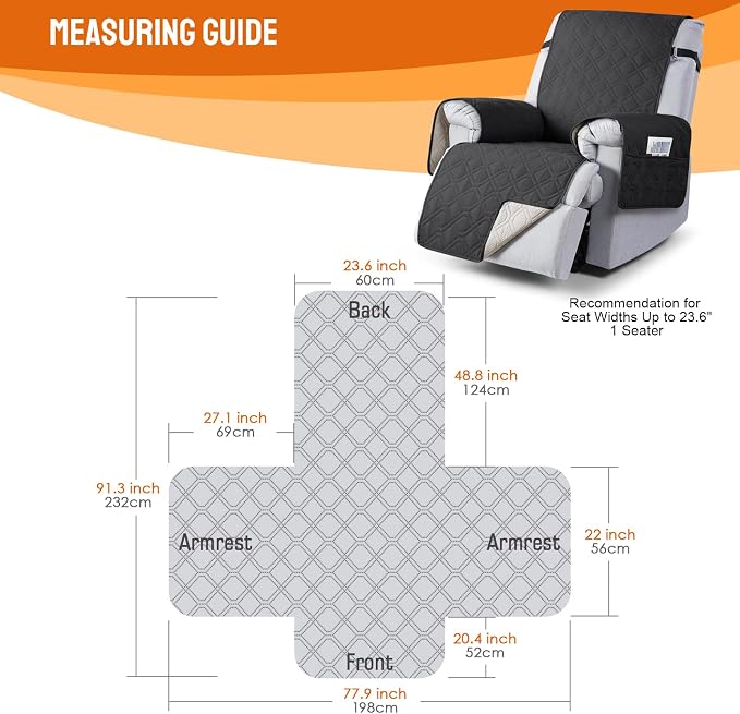 VANSOFY 100% Waterproof Recliner Chair Covers, Recliner Cover Non-Slip Dog - Image 2