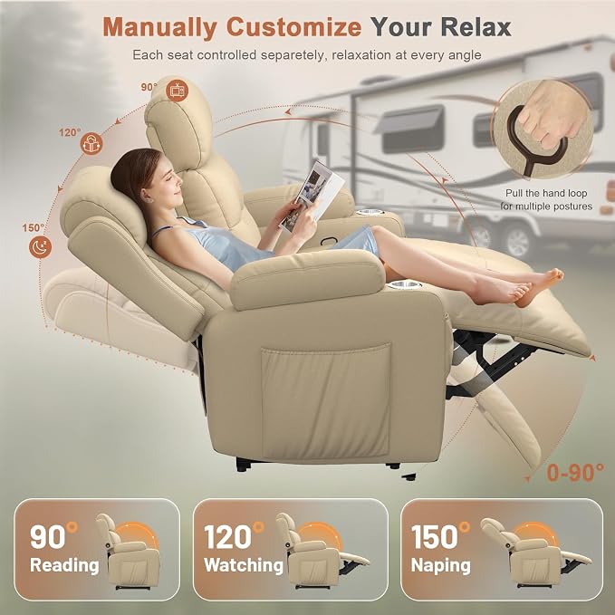 Home Theater Seating Loveseat Recliner Sofa, Wall-Hugger Reclining Couch - Image 7