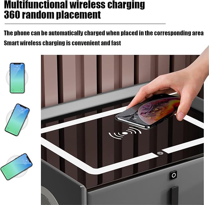 Smart Bedroom Nightstand with Fingerprint Lock and Adjustable LED Lights - Image 2