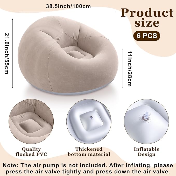 Realspring Inflatable Bean Bag Chairs Outdoor Blow up Camping Chairs Inflatable - Image 2