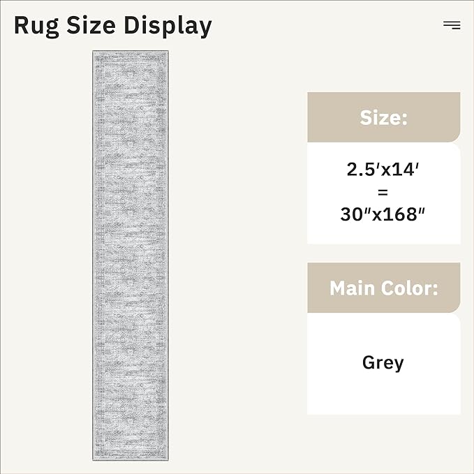 Runner Rug 2'6" x 14' Washable Non-Slip Runner Rugs - Image 5