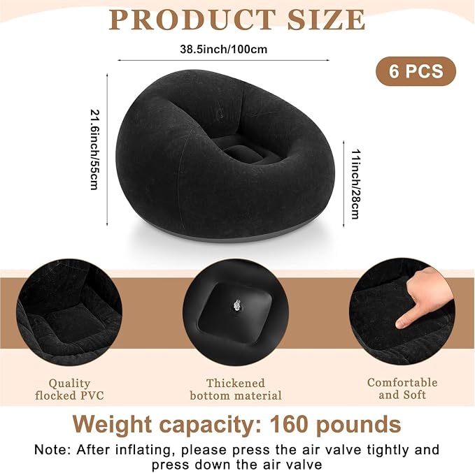 Realspring 6 9 12 Pcs Inflatable Bean Bag Chairs - Image 2