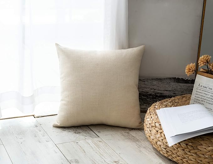 Stellhome Pack of 2 Burlap Throw Pillow Covers Farmhouse Linen Cushion Covers - Image 5