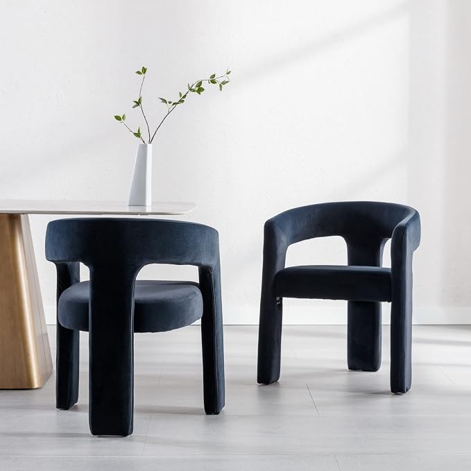 BESTANO Set of 3 Modern Velvet Fabric Upholstered Dining Chairs - Image 6