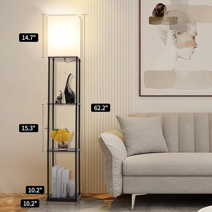 Gupuzm Floor Lamp with Shelves, with Modern Square Standing Lamp with Smart APP - Image 4