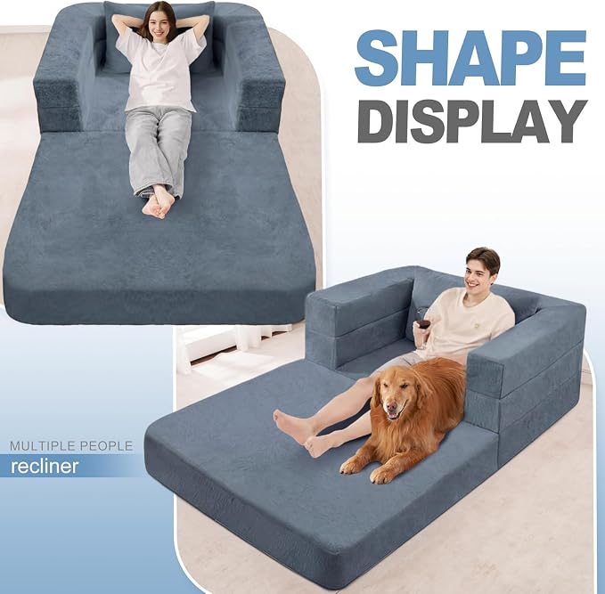 Futon Sofa Bed with Pillow, 3-in-1 Sleeper Sofa Bed with Removable Cover - Image 6