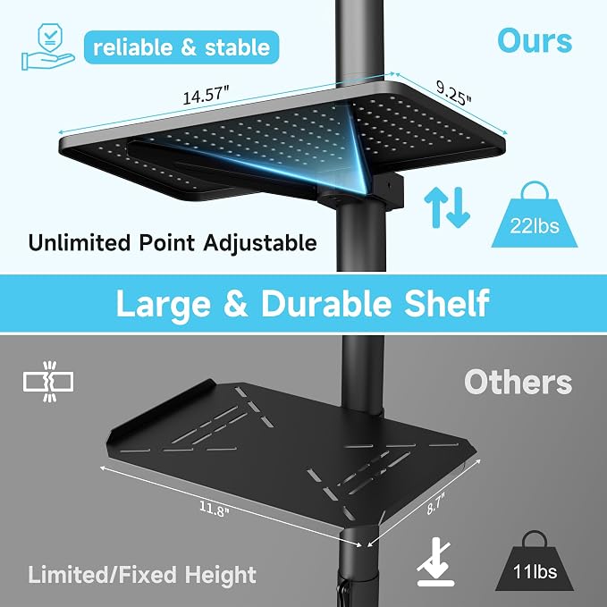 Mobile TV Carts on Wheels for 21-60 Inch Flat/Curved Panel Screens TVs - Image 3