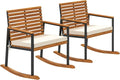 Outsunny Outdoor Rocking Chair Set of 2, Acacia Wood Outdoor Rockers by Outsunny