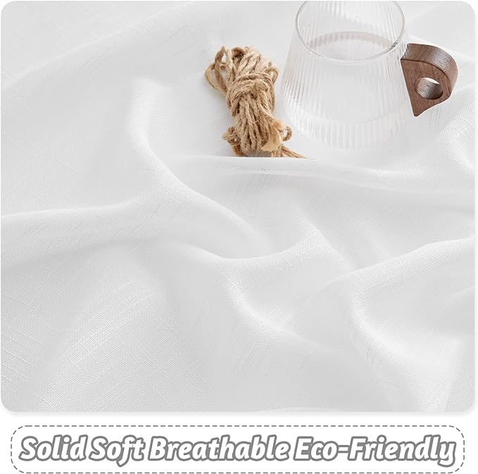 RYB HOME Bathroom Curtains Over Sink 36 inches Length, Linen Blend Semi Sheer - Image 4