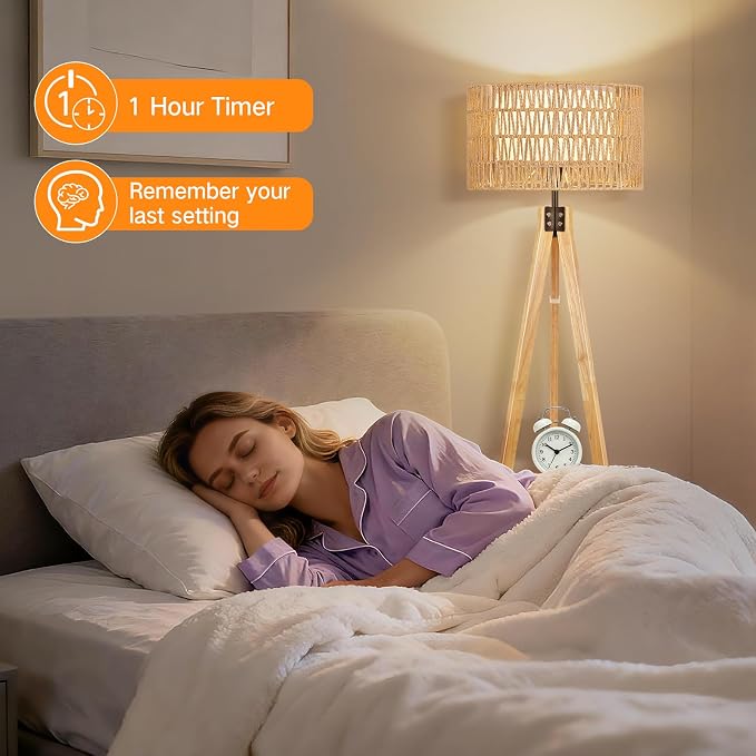 OUTON Boho Rattan Tripod Floor Lamp - Image 4