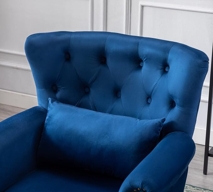 Mid Century Modern Accent Chair Upholstered Armchair Comfy Velvet Fabric Single - Image 4