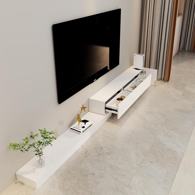 Retractable TV Shelf, Solid Wood Minimalist TV Stand, Mid-Century TV Console - Image 2
