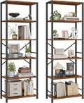 Furologee 6 Tier Book Shelf Set of 2, Tall Wide Bookshelf, Industrial Open by Furologee
