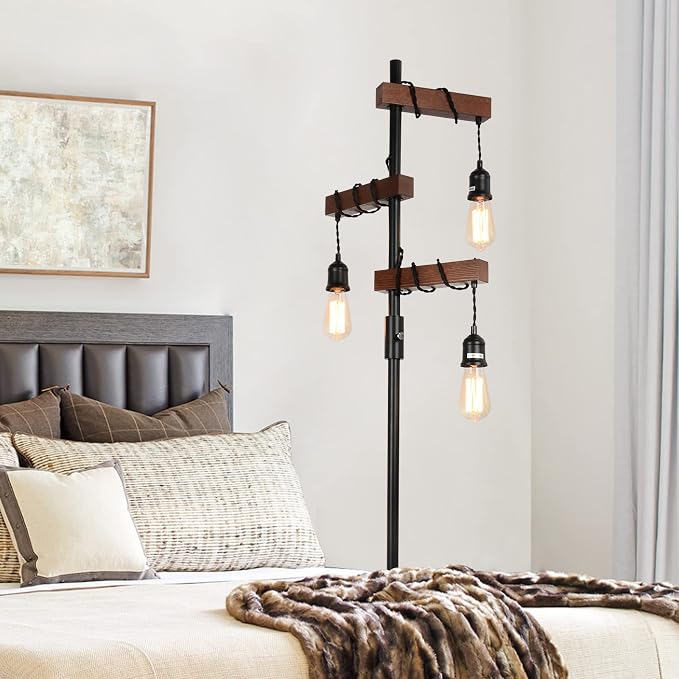 Dimmable Industrial Floor Lamp, Farmhouse Tree Floor Lamp, 68 Inch 3 Lights - Image 6