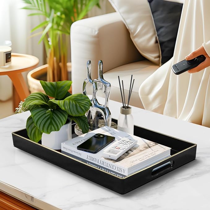 MAONAME Black Decorative Tray for Coffee Table, Modern Serving Tray - Image 6