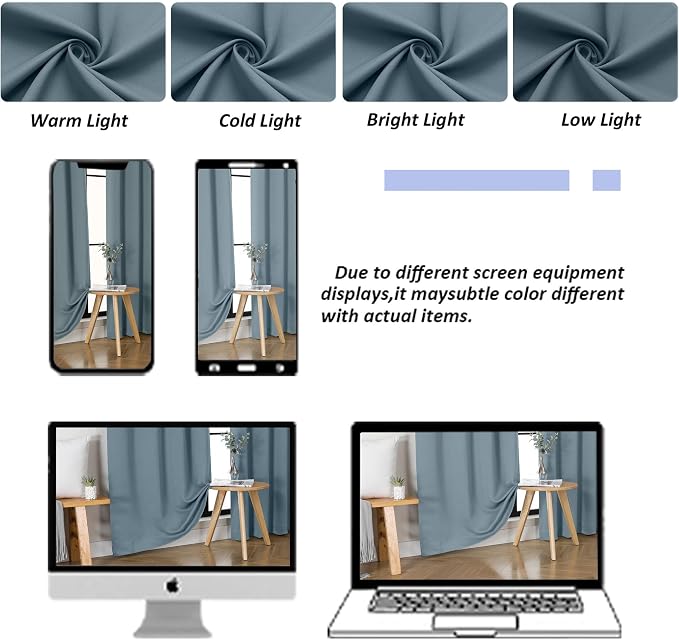 Simplebrand Ava Stone Blue Short 30 Inches Blackout Curtain 2 Panels Set - Image 9