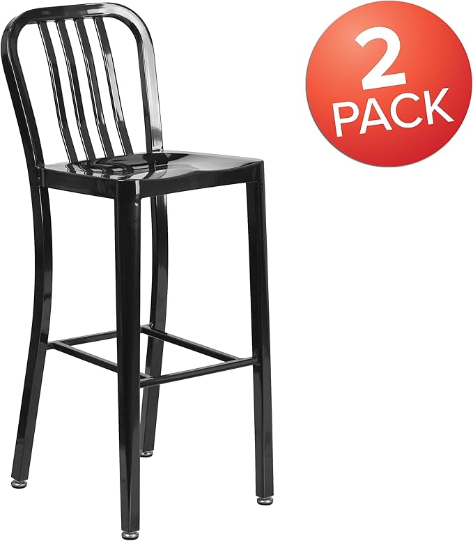 Flash Furniture Commercial Grade 30" High Black Metal Indoor-Outdoor Barstool - Image 4