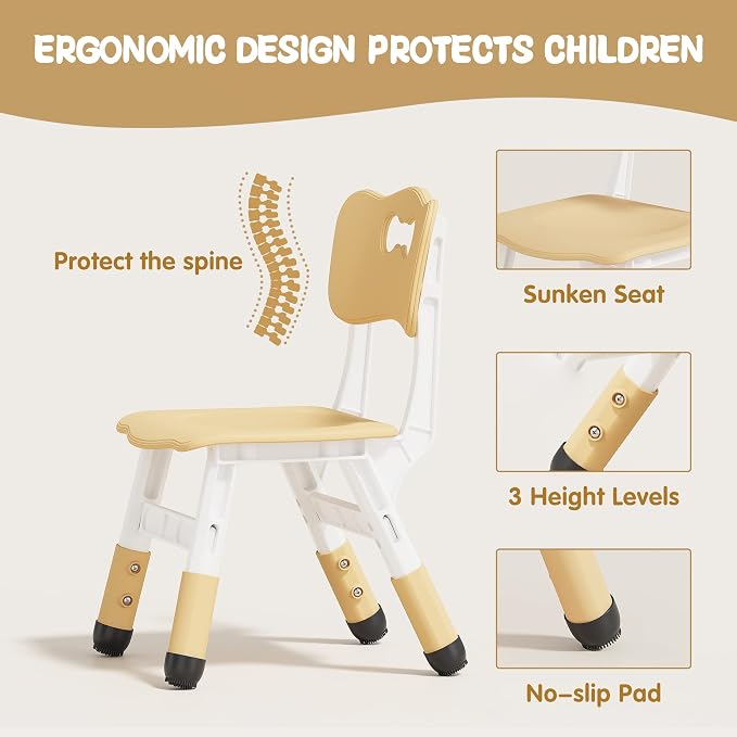 Brelley Kids Table and 4 Chairs Set, Height Adjustable Toddler Table and Chair - Image 5