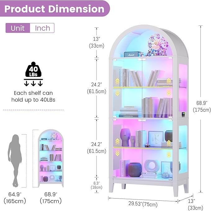 Gurexl 5-Tier Arched Display Cabinet - - Image 2
