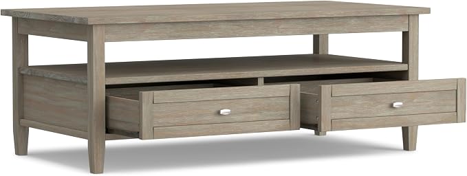 SIMPLIHOME Warm Shaker Solid Wood Transitional-Style 48-inch Wide Coffee Table - Image 2