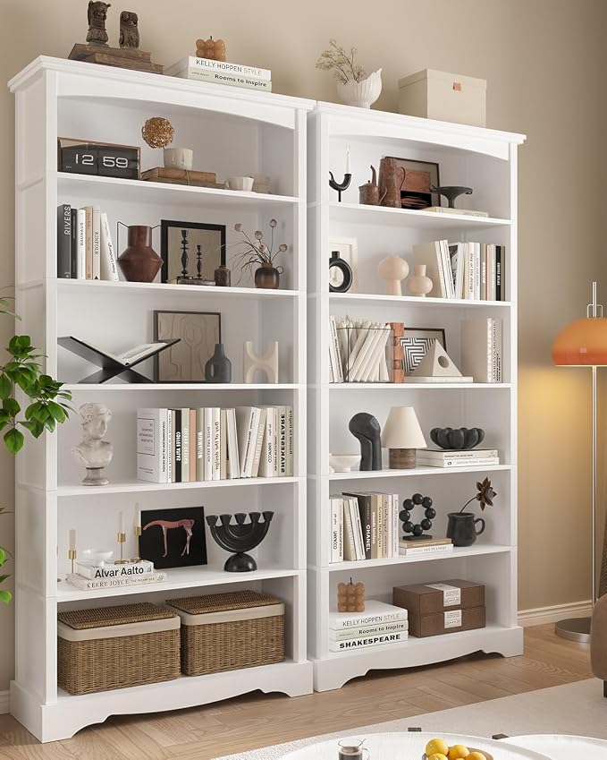 TVU 6-Tier Wooden Bookshelf, 76 Inch Tall Bookshelf - Image 8