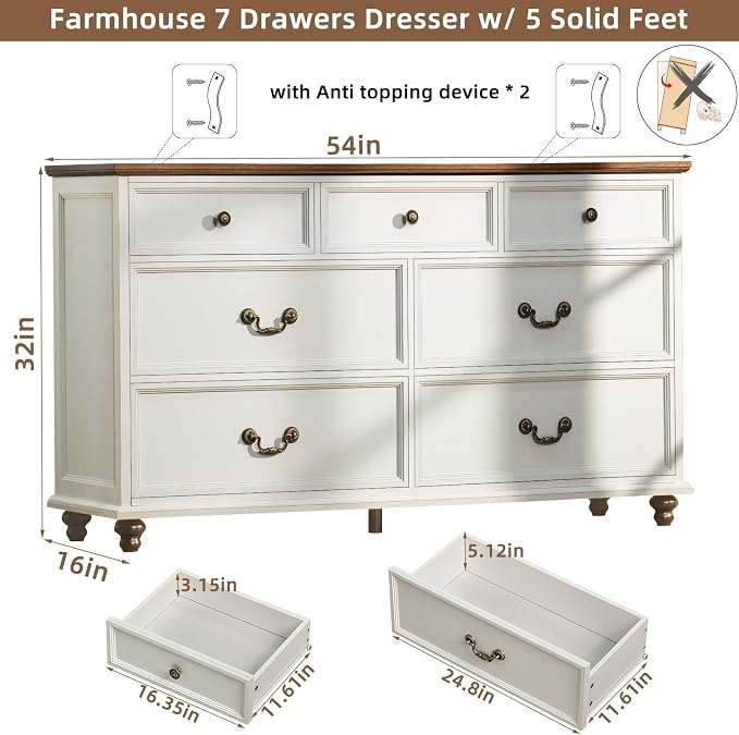 Joaxswe Farmhouse 54" 7 Drawers Dresser - Image 2