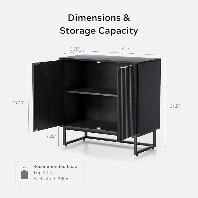 EYYTHUNG Fluted Storage Cabinets Set of 3, Sideboard Buffet Cabinet Modern - Image 3