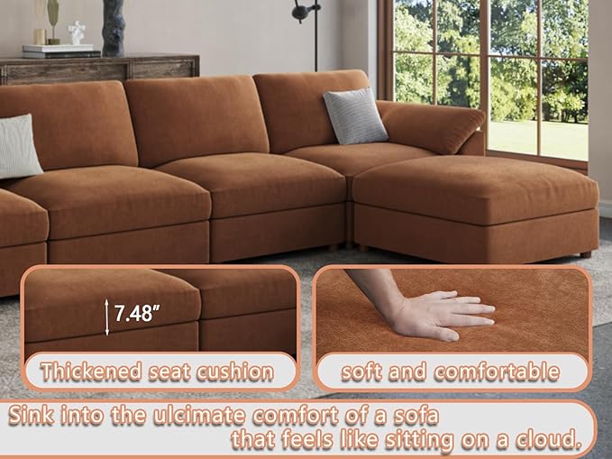 EASE MOOSE Sectional Modular Sofa, Oversized L Shape Sectional Couch Wide Deep - Image 7