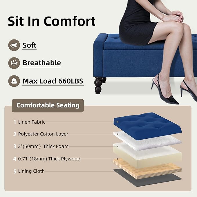 50" W Storage Ottoman Bench - Image 5