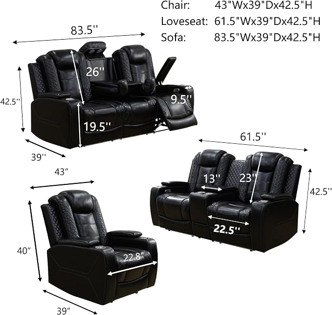 Leather Power Recliner Sofa Set - Image 2