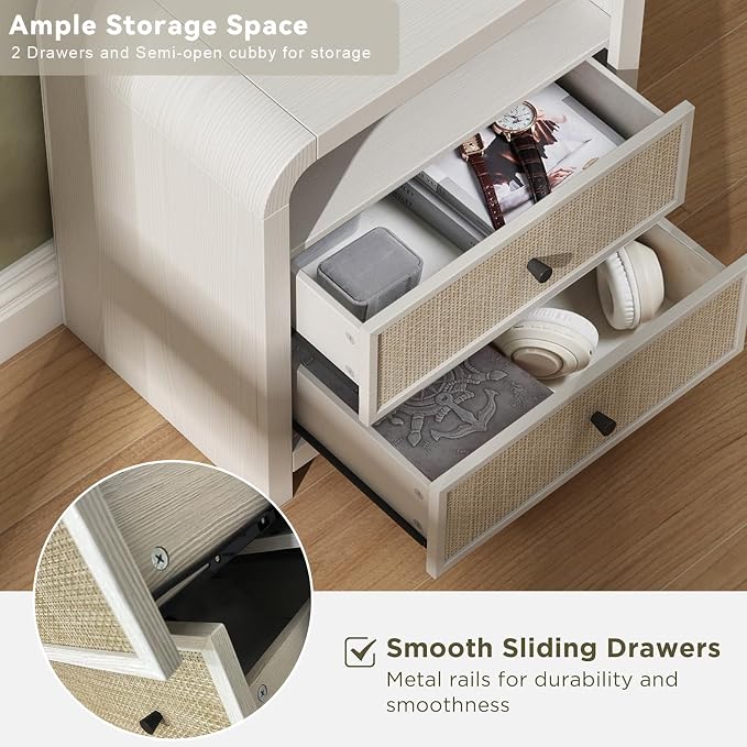 Oak&Sparrow Rattan Nightstand Set of 2, 23.6'' Rattan End Table - Image 6