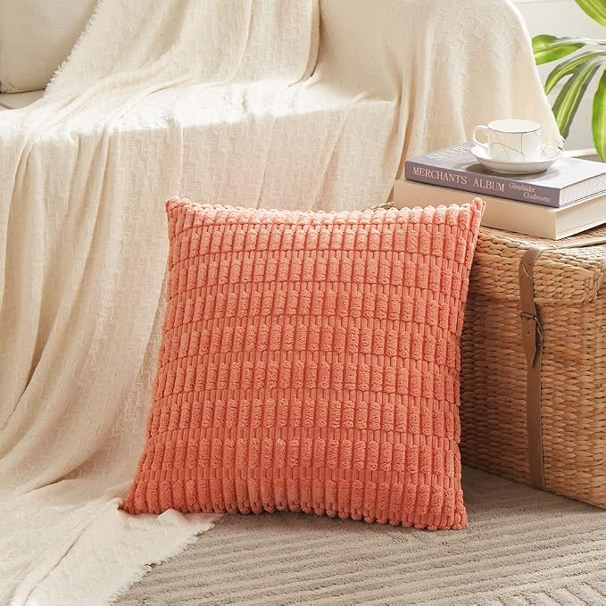 Fancy Homi 4 Packs Boho Coral Decorative Throw Pillow Covers 24x24 Inch - Image 2