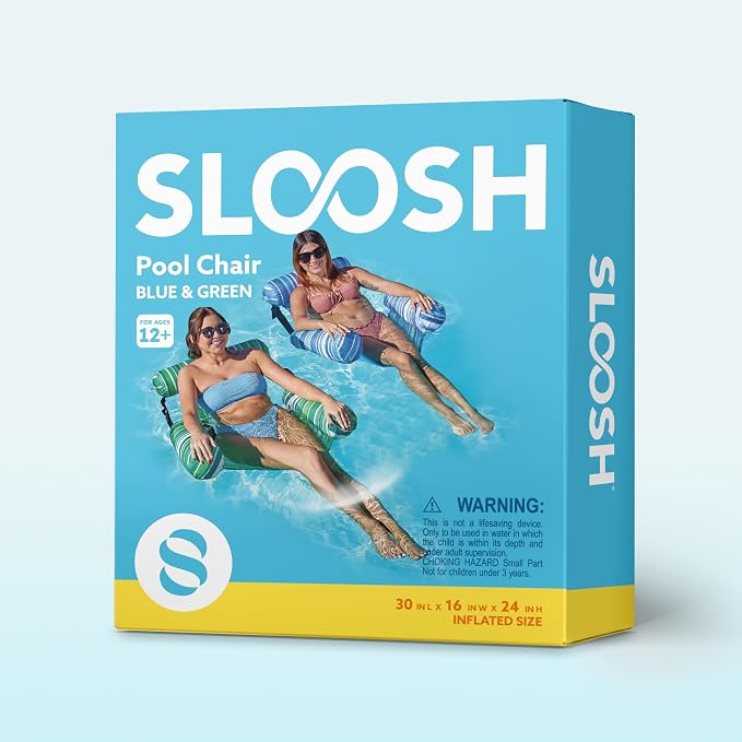 SLOOSH Inflatable Pool Floats Adult, 2 Packs Floating Lounge Chairs, Blow up - Image 8