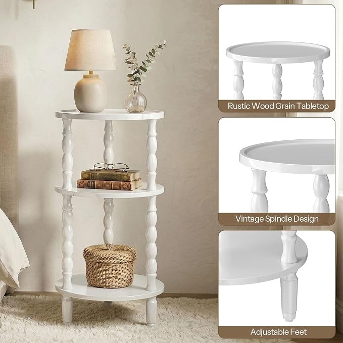 HOOBRO Round Side Table for Small Space, 3-Tier Small Round End Table - Image 8