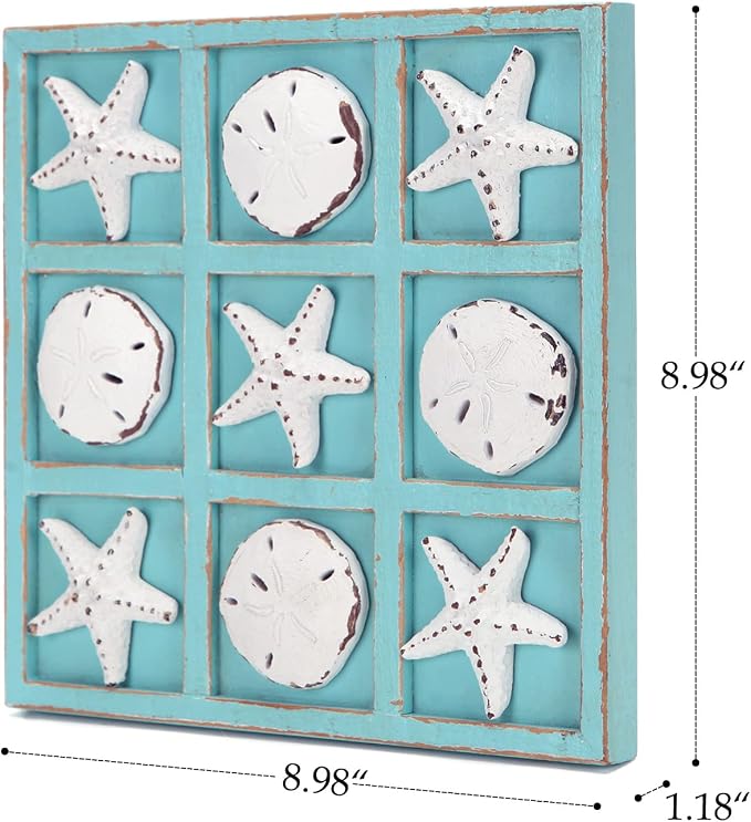 NIKKY HOME Beach Tic Tac Toe for Fun Starfish Sand Dollar Coastal House Coffee - Image 6