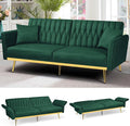 70” Velvet Futon Sofa Bed w/Adjustable Backrests and Armrests, Convertible by ACMEASE