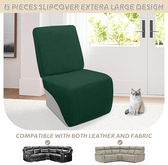 Arfntevss Sectional Recliner Couch Covers Velvet Corner Sectional Sofa Cover - Image 3